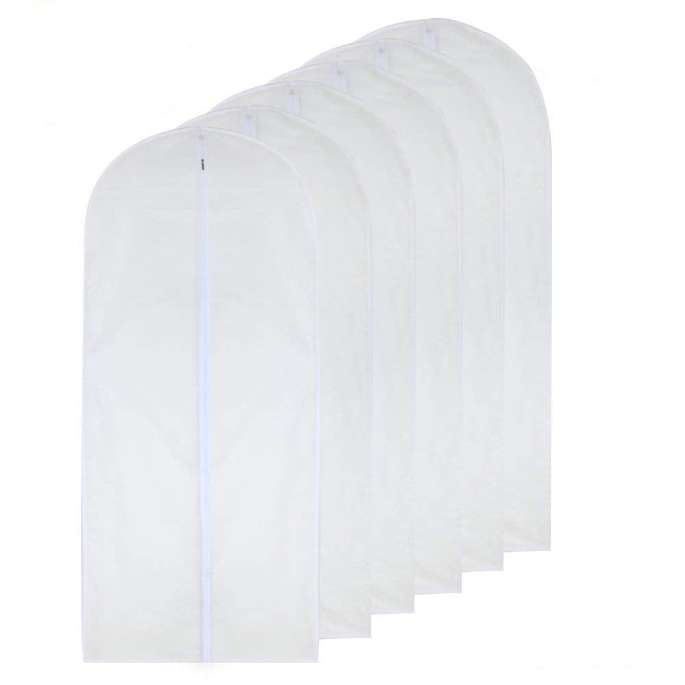 Garment Bags for Hanging Clothes 12 PCS Transparent Waterproof Dustproof Storage for Wardrobe Storage Suit Covers for Closet Cloth Cover Washable Clear Reuse Full Zipper for Suits Gowns 24''x40''