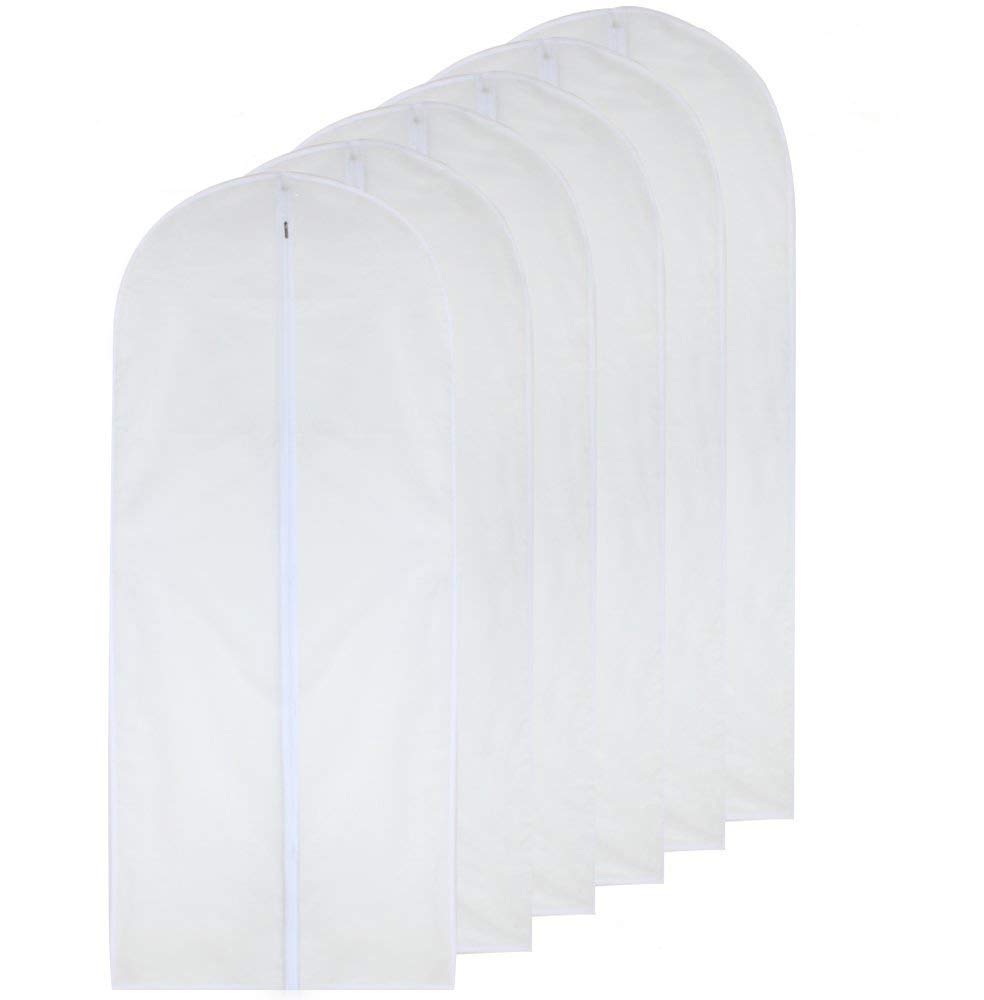 Garment Bags for Hanging Clothes 12 PCS Transparent Waterproof Dustproof Storage for Wardrobe Storage Suit Covers for Closet Cloth Cover Washable Clear Reuse Full Zipper for Suits Gowns 24''x40''