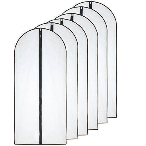 Garment Bags for Hanging Clothes 12 PCS Transparent Waterproof Dustproof Storage for Wardrobe Storage Suit Covers for Closet Cloth Cover Washable Clear Reuse Full Zipper for Suits Gowns 24''x40''