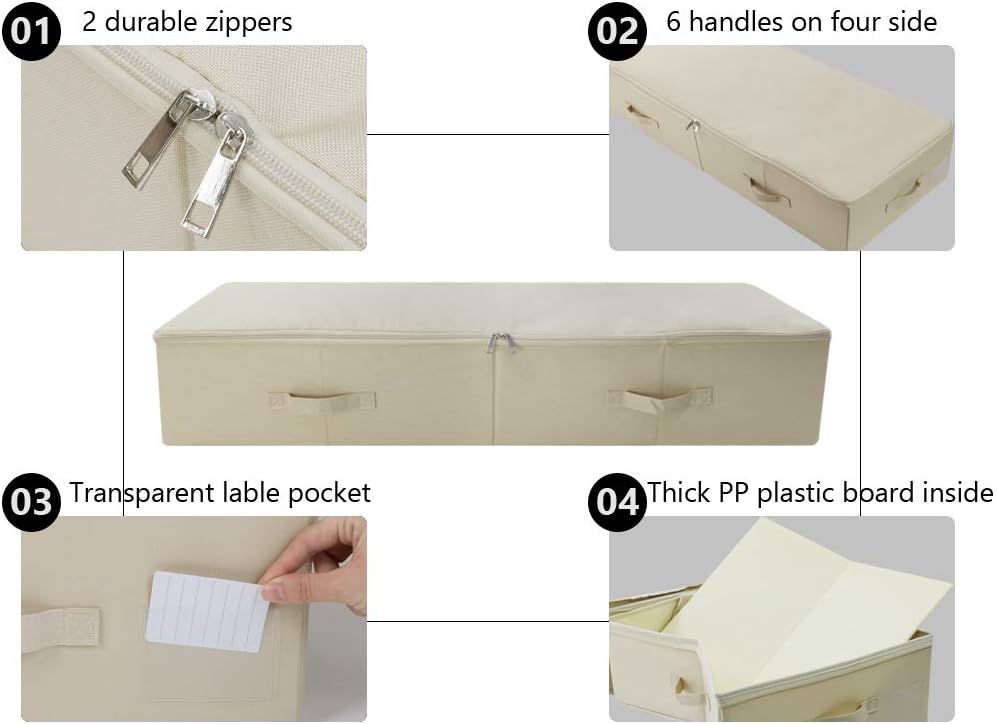 Extra Large Fabric Underbed Clothes Storage Bins with Lid for Wedding Dress