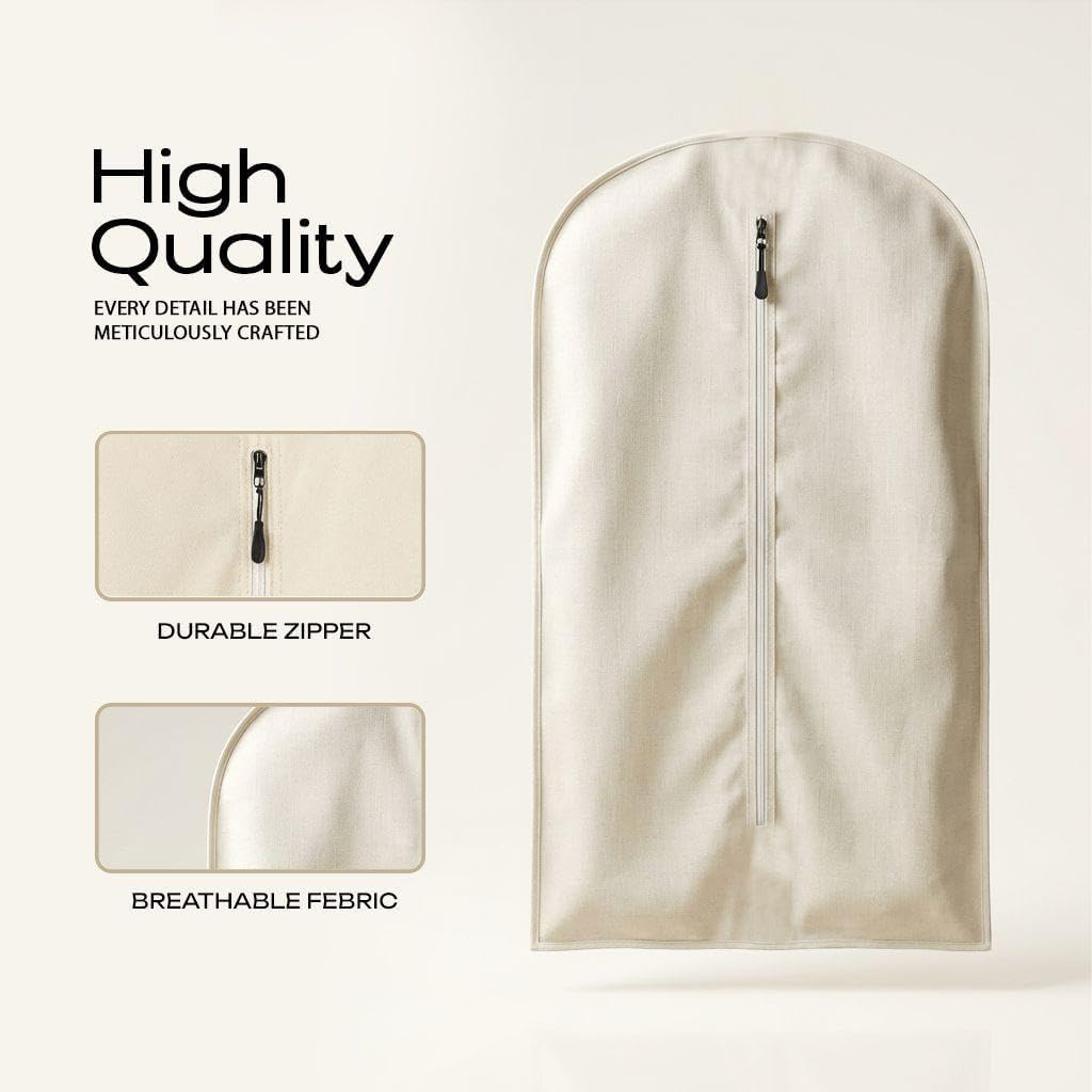 100% Cotton Garment Bag | Long | Breathable Garment Bags for Hanging Clothes | Garment Storage Bag for Long Dresses & Coats Storage | Pack of 1 (42 Inch)
