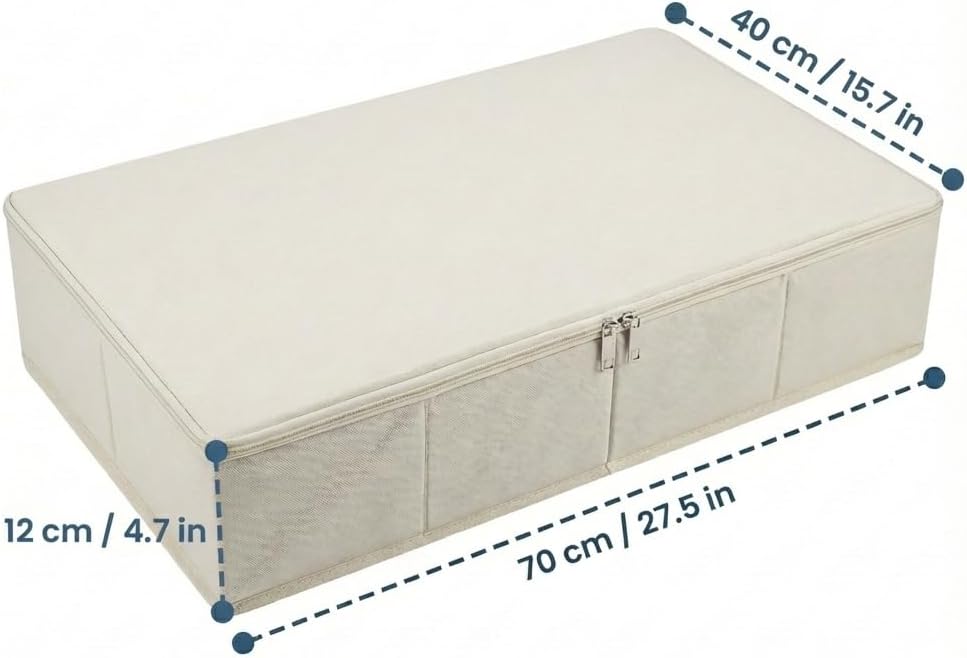 3pcs Lightweight Fabric Folding Under Bed Storage Box with Zip Dust Cover