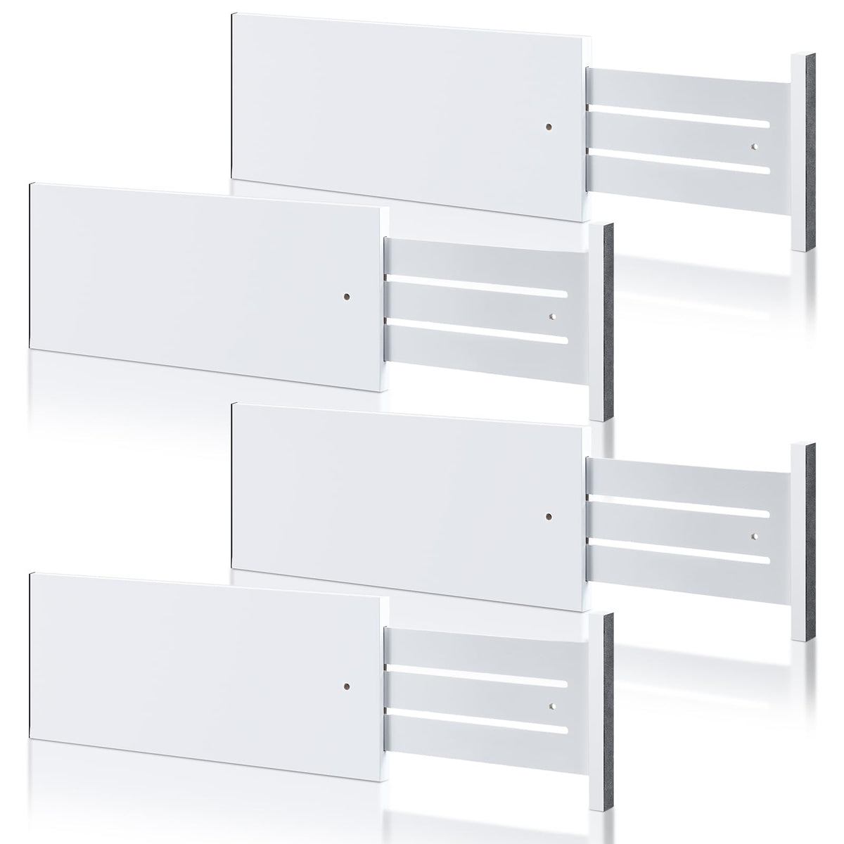 DoubleFill 4 Pcs 6 Inch High Drawer Dividers 15"-22" Adjustable, Wood Color