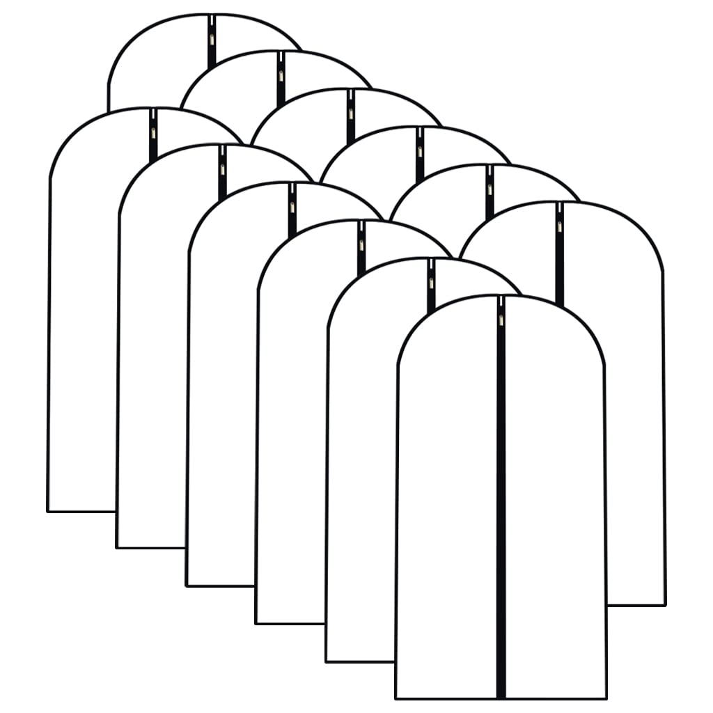 Garment Bags for Hanging Clothes 12 PCS Transparent Waterproof Dustproof Storage for Wardrobe Storage Suit Covers for Closet Cloth Cover Washable Clear Reuse Full Zipper for Suits Gowns 24''x40''