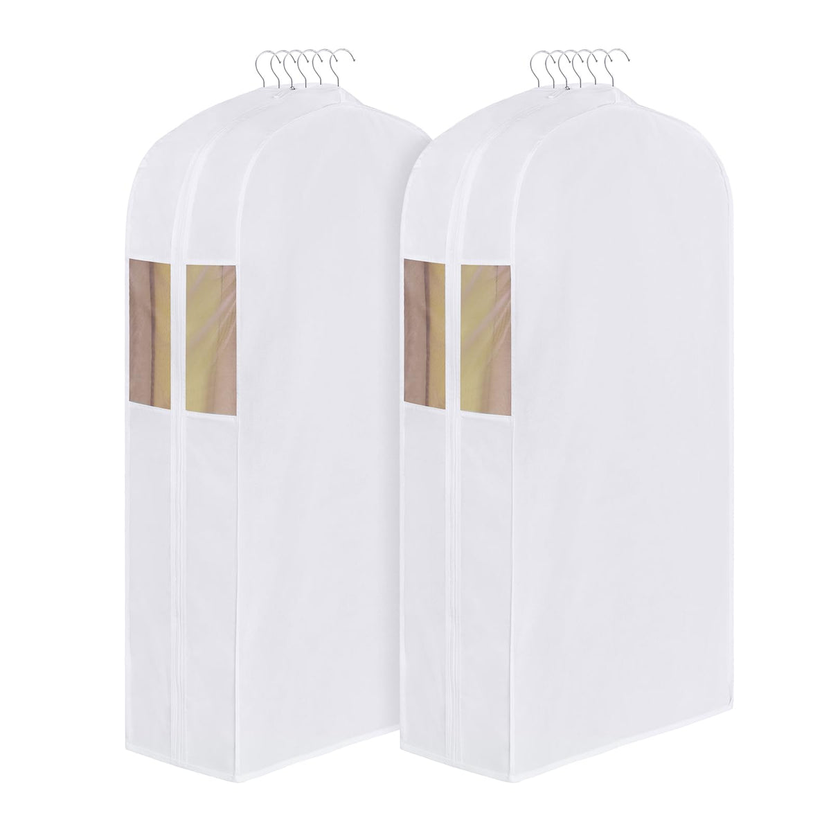 Univivi 40 Inch Cotton Garment Bags for Hanging Clothes 2 Pack, White