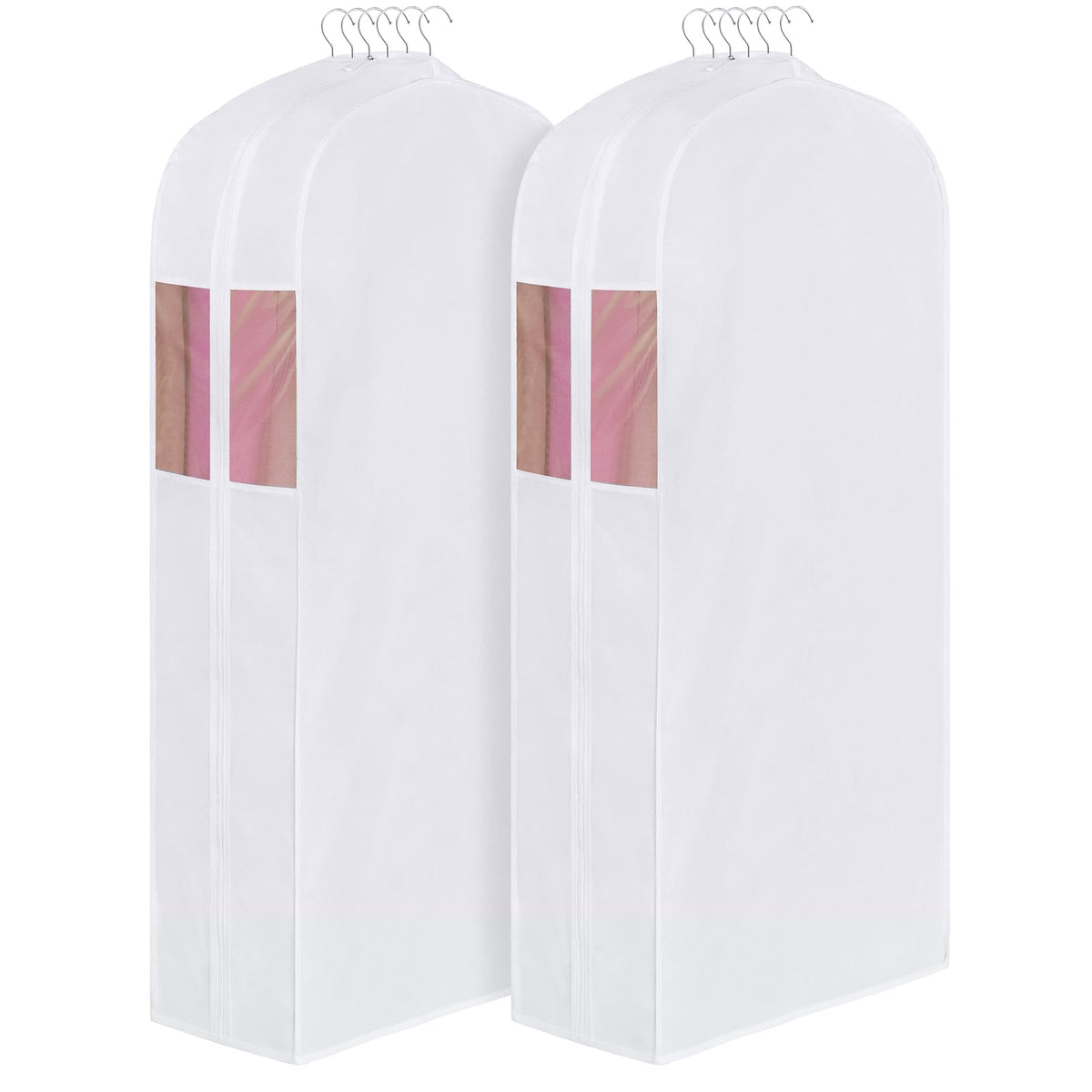 Univivi 40 Inch Cotton Garment Bags for Hanging Clothes 2 Pack, White