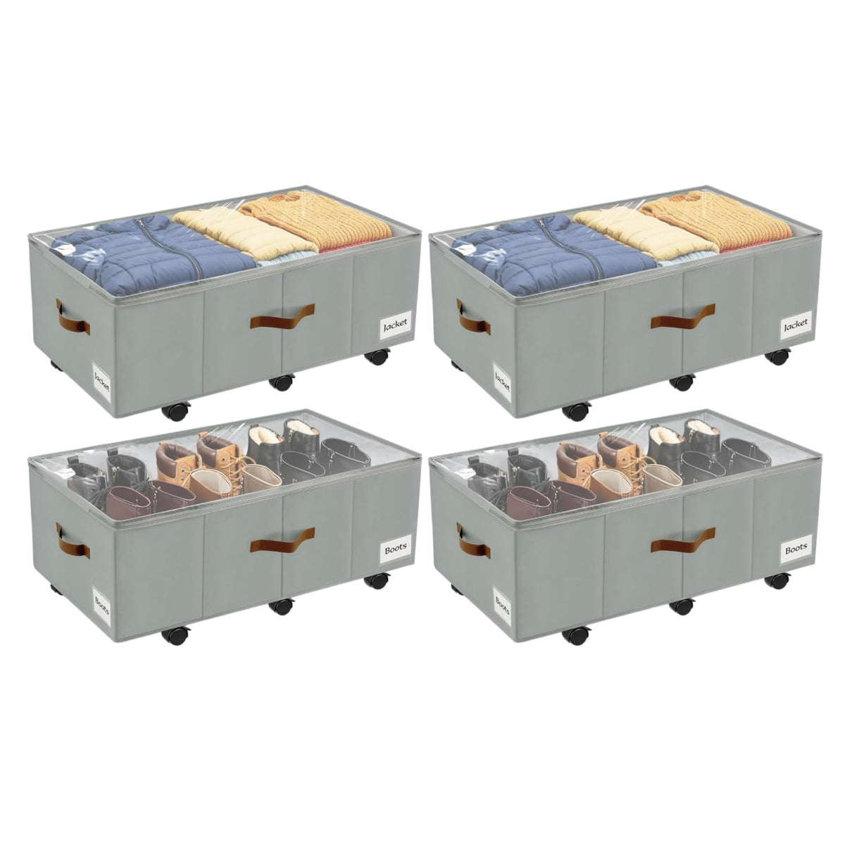 Under Bed Storage with Wheels, Dorm Room Organizer for Clothes Shoes Toys