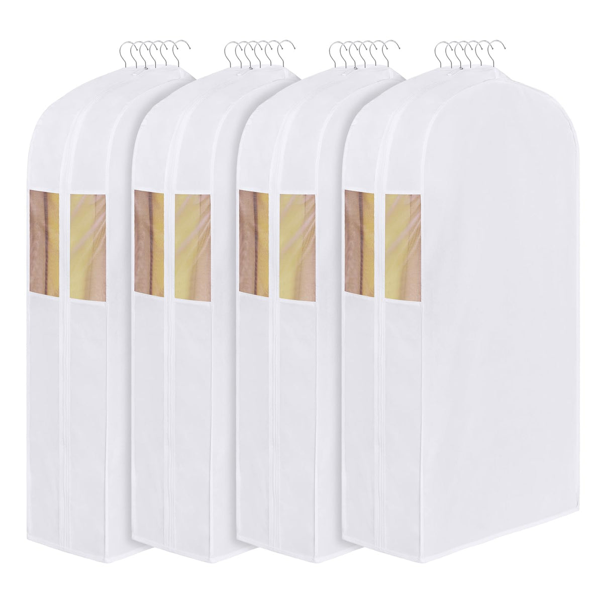 Univivi 40 Inch Cotton Garment Bags for Hanging Clothes 2 Pack, White