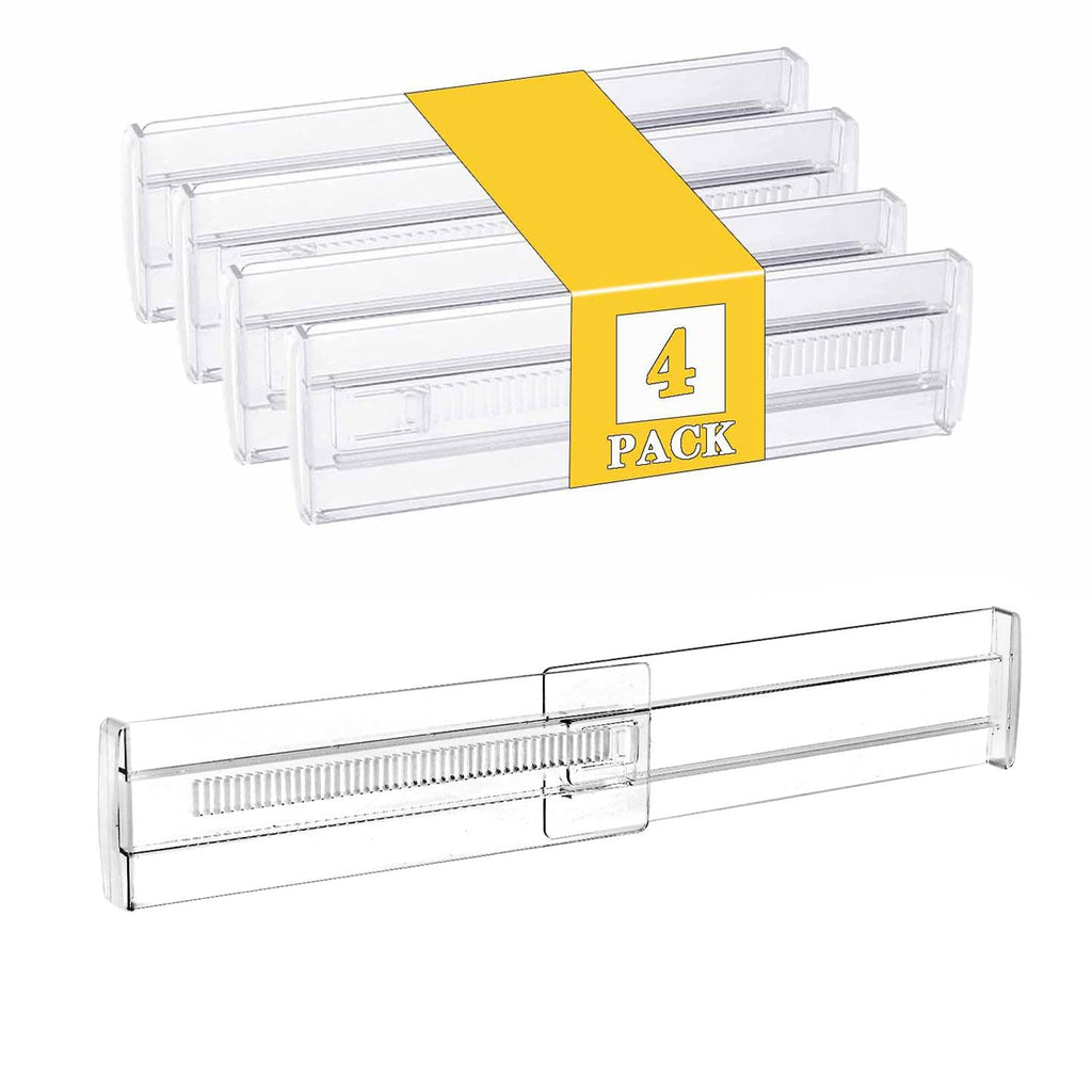 4 Pcs Drawer Dividers for Clothes,3.15" High 11.34"-19.69" clear