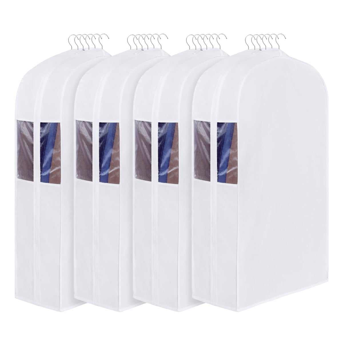 Univivi 40 Inch Cotton Garment Bags for Hanging Clothes 2 Pack, White