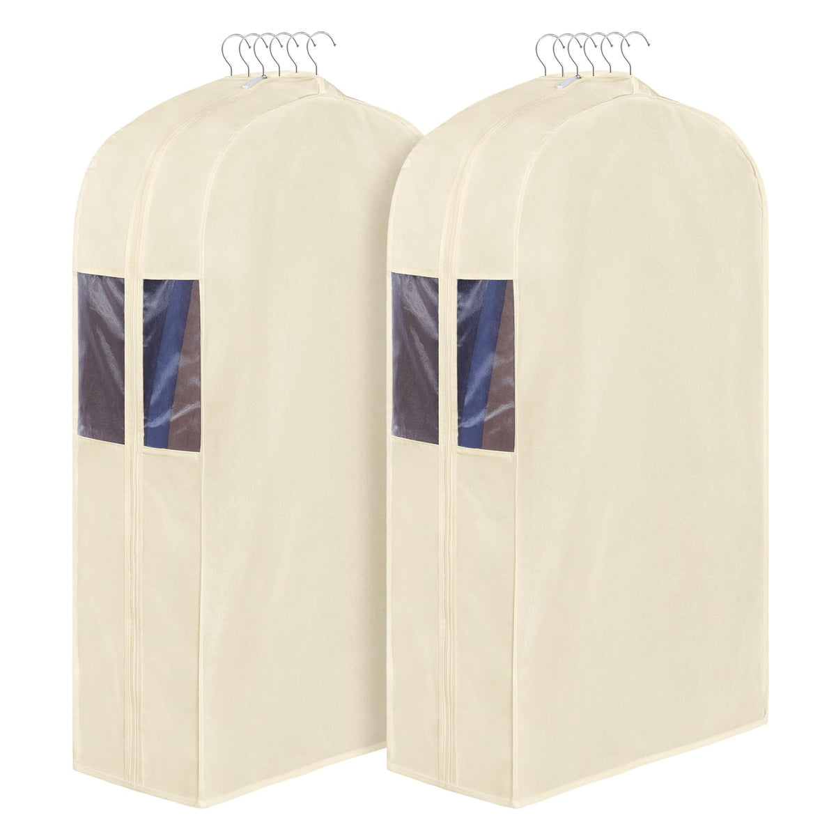 Univivi 40 Inch Cotton Garment Bags for Hanging Clothes 2 Pack, White