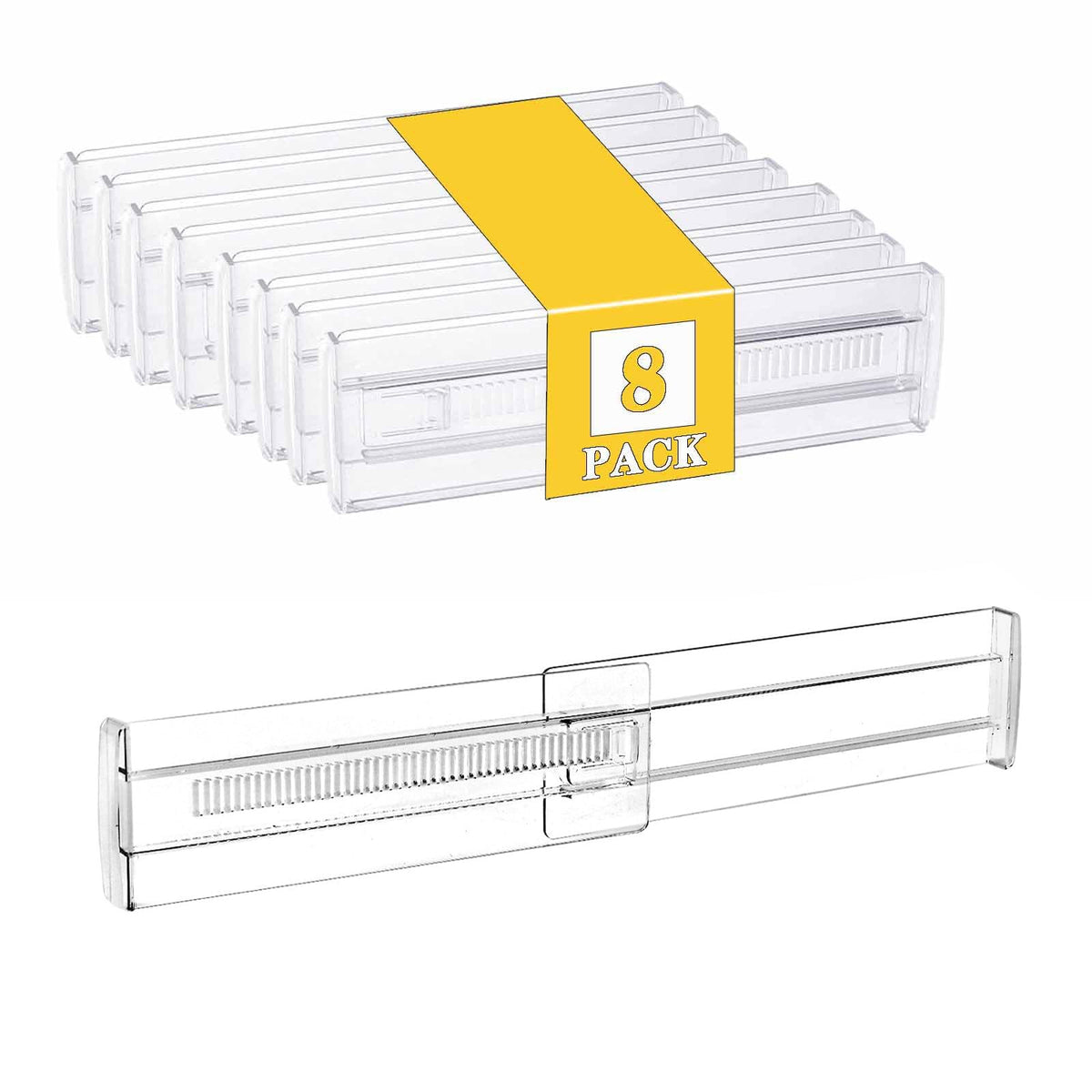 4 Pcs Drawer Dividers for Clothes,3.15" High 11.34"-19.69" clear