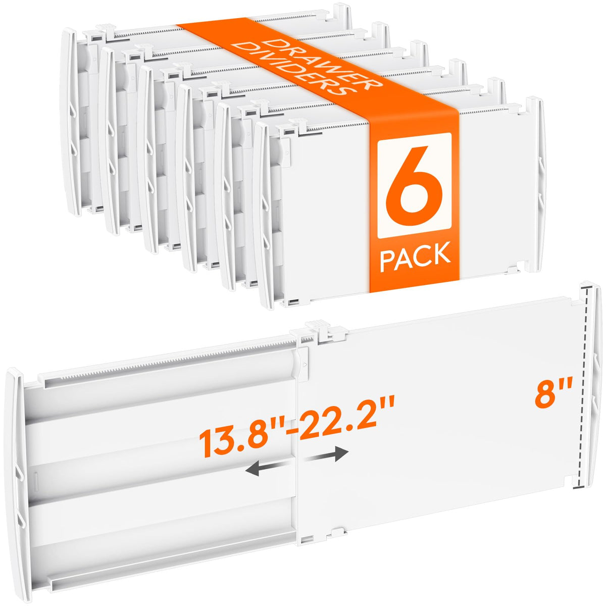 Lifewit 8" Tall Drawer Dividers, Adjustable Deep Drawer Organizer Clothes