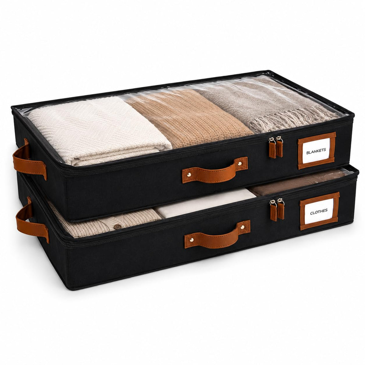 HOMELUX THEORY Under Bed Storage, Low Profile 2pc with Lid, Ivory
