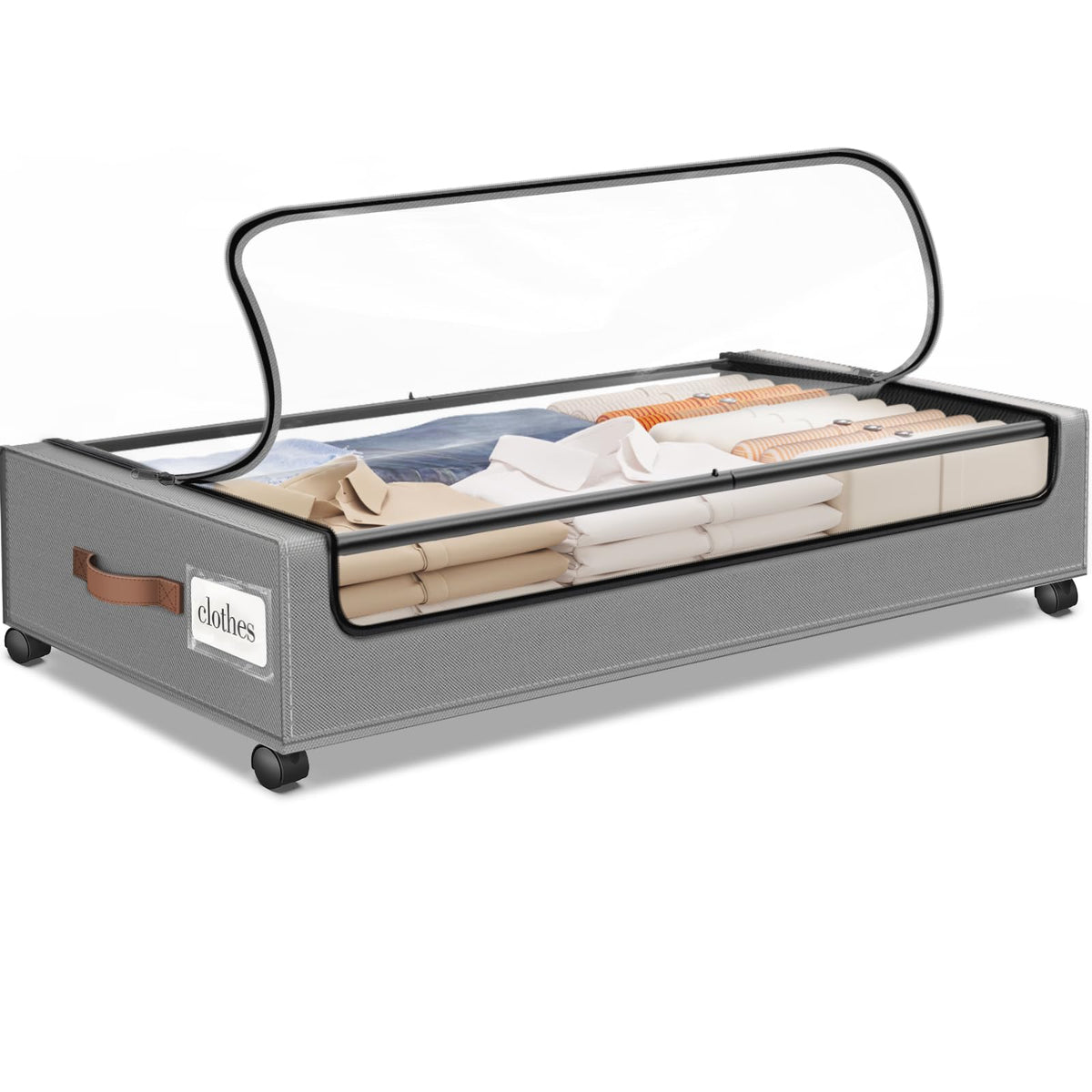 Under Bed Storage with Wheels 2Pack Storage Containers with Clear Window