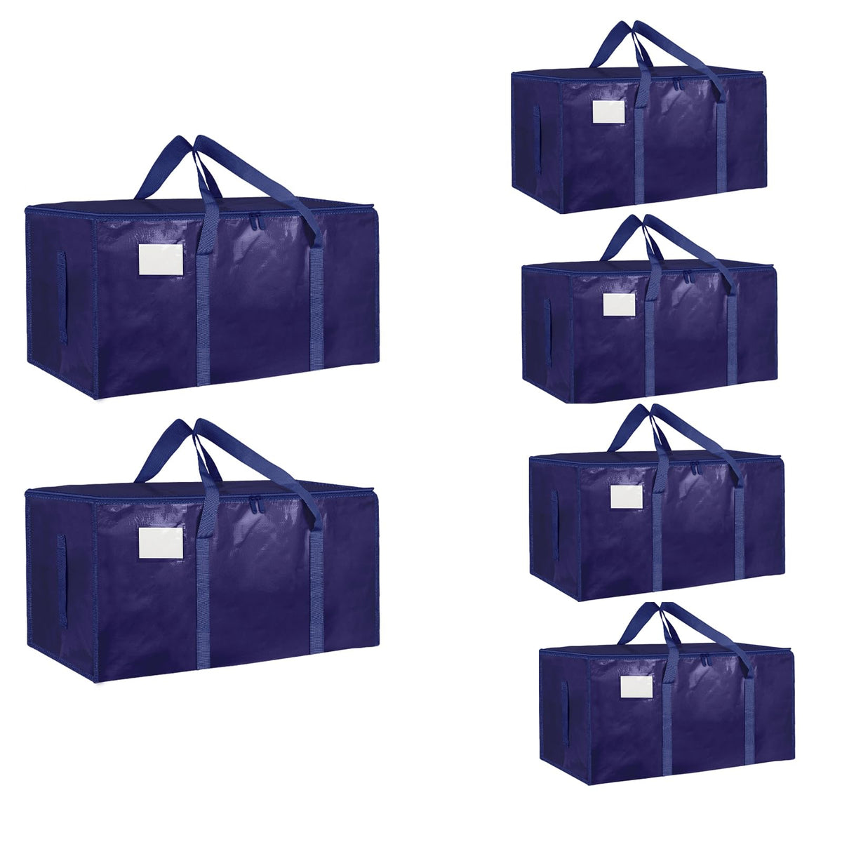 Moving Bags Extra Large 8 Pack - Heavy Duty Storage Totes with Wrap-Around Handles & Reinforced Zippers - Foldable Moving Box Alternative, Water-Resistant for Dorm, Closet & Under Bed Storage (Clear)