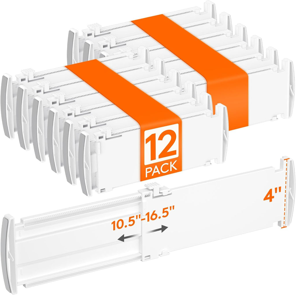 Lifewit 12 Pack 4" High Drawer Dividers, Adjustable Drawer Organizer Clothes