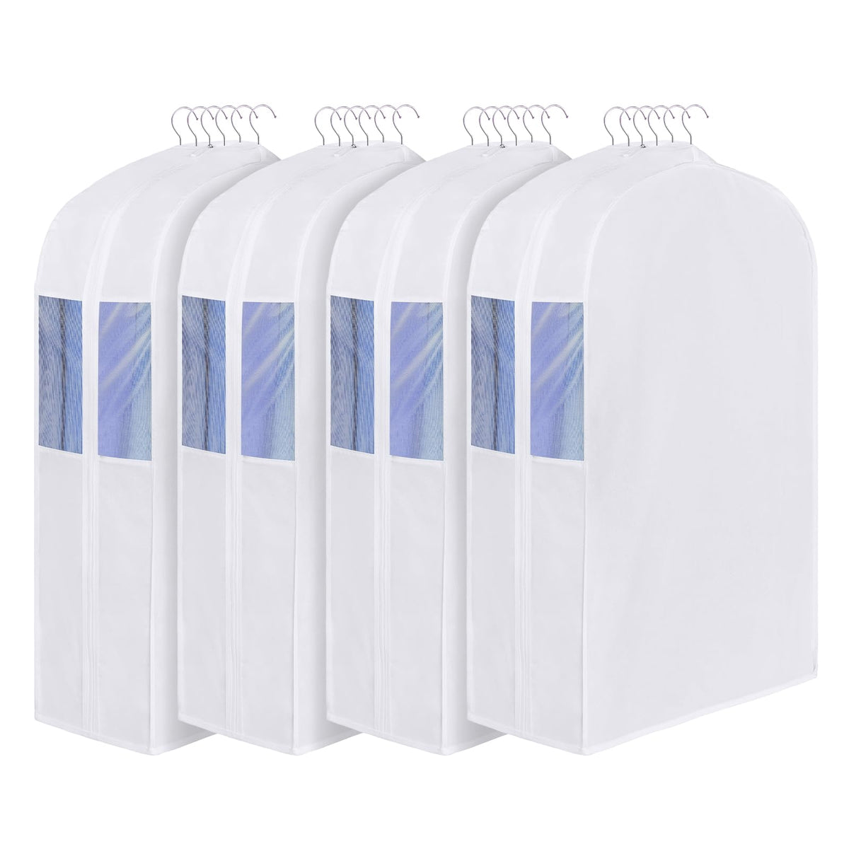 Univivi 40 Inch Cotton Garment Bags for Hanging Clothes 2 Pack, White