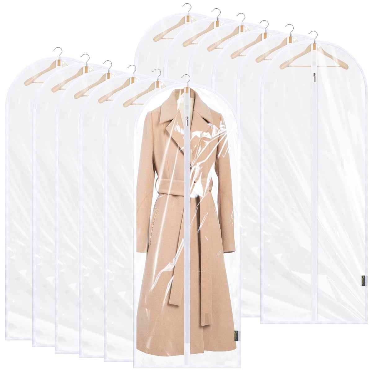 BALEINE 2PK Clear Garment Bags for Hanging Clothes, 40" Dress Suit Bag
