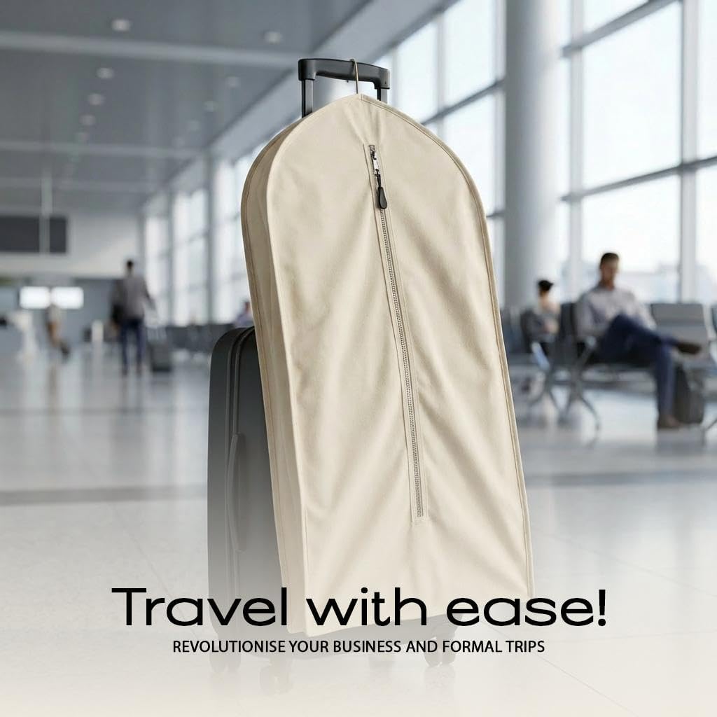 100% Cotton Garment Bag | Long | Breathable Garment Bags for Hanging Clothes | Garment Storage Bag for Long Dresses & Coats Storage | Pack of 1 (42 Inch)