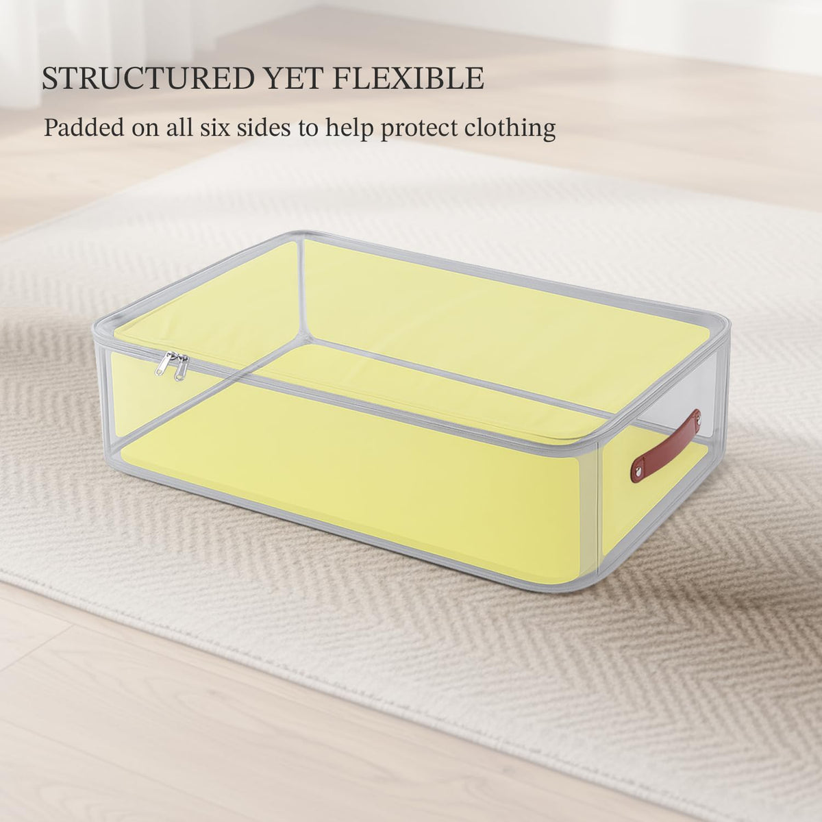 Under Bed Storage Container – Foldable Underbed Storage Bin for Clothes & Bedding, Premium Canvas Storage Box with Lid, Low Profile 8″ Organizer with Handles