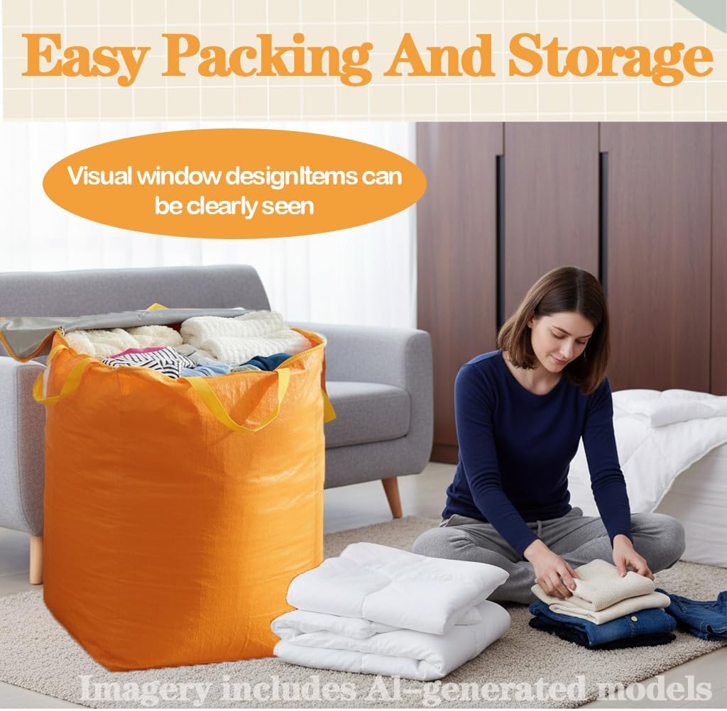 106 Gallon Extra Large Heavy Duty Moving Bags - Waterproof Storage Totes, Tear-Resistant Packing Bag for Moving, Storage, Seasonal Clothes, College Dorm, Traveling