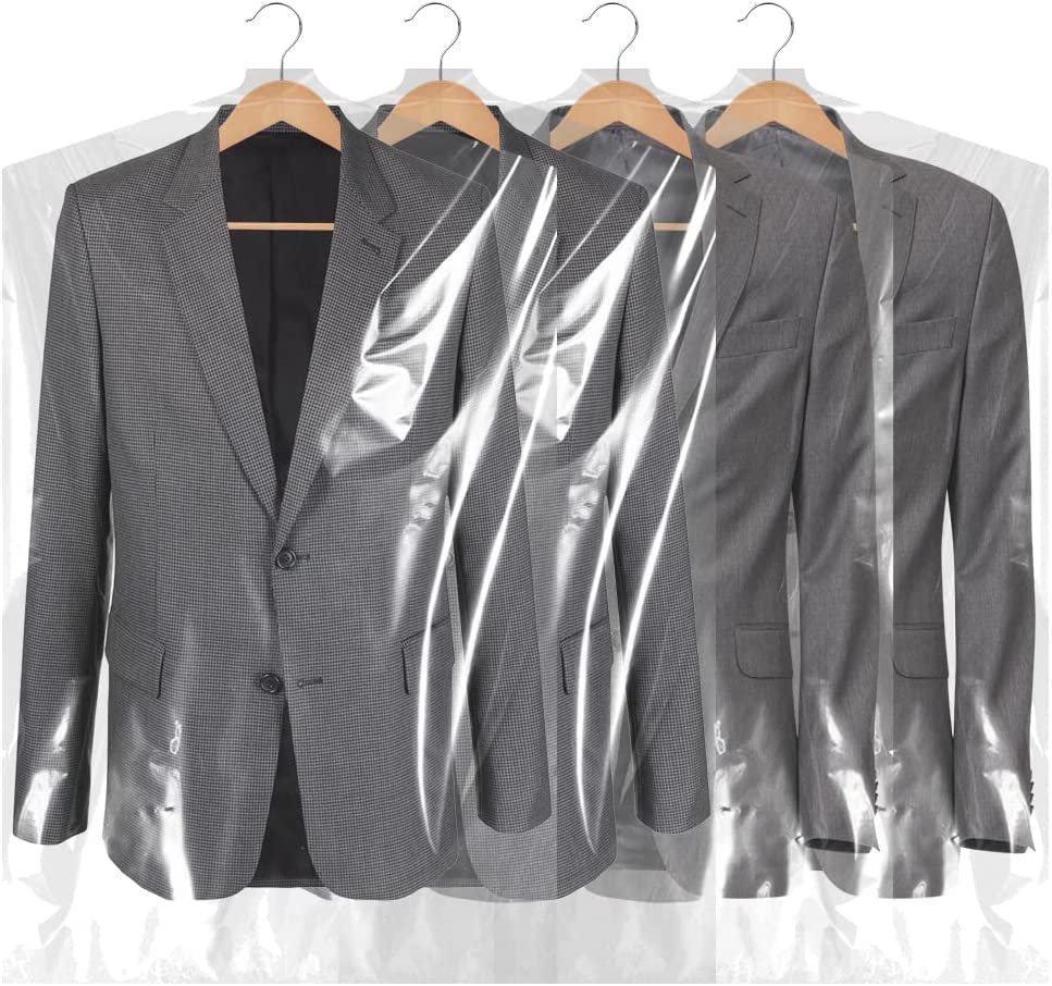 BEISHIDA 20PCS 60 Inch Plastic Garment Bag-Plastic Clear Dry Cleaner Laundry Bags for Clothes Cover, Hanging Clothes Storage for Long Dresses Skirt Coat Suit Shirt Jacket
