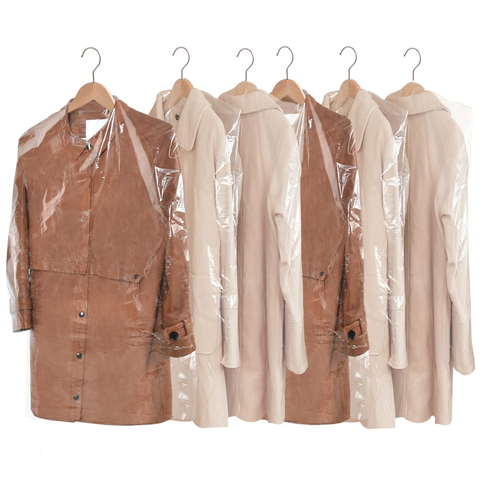 BEISHIDA 20PCS 60 Inch Plastic Garment Bag-Plastic Clear Dry Cleaner Laundry Bags for Clothes Cover, Hanging Clothes Storage for Long Dresses Skirt Coat Suit Shirt Jacket