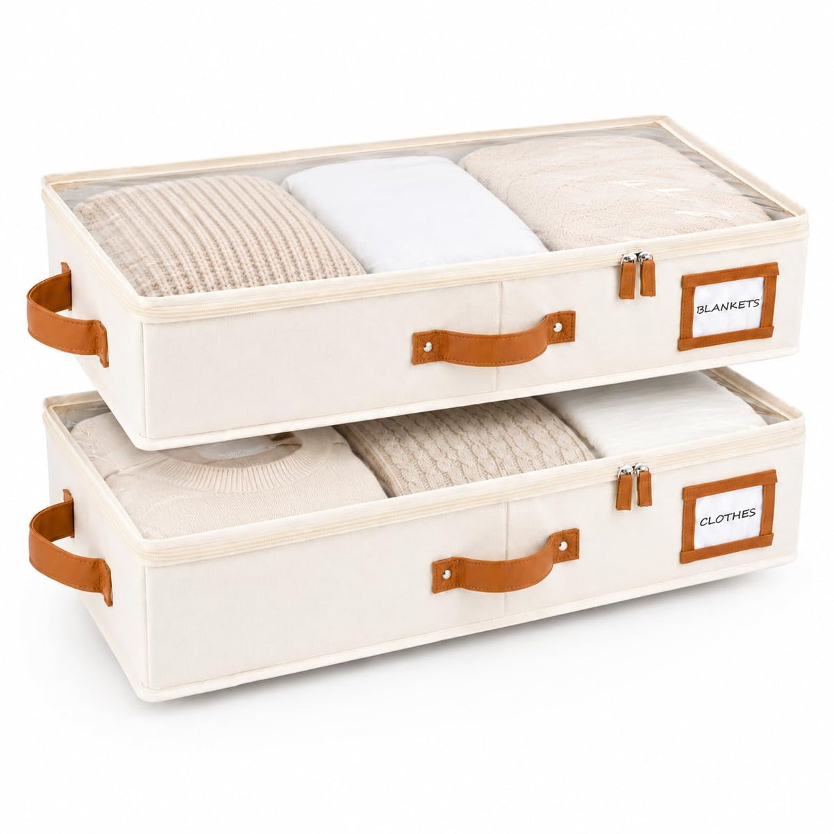 HOMELUX THEORY Under Bed Storage, Low Profile 2pc with Lid, Ivory