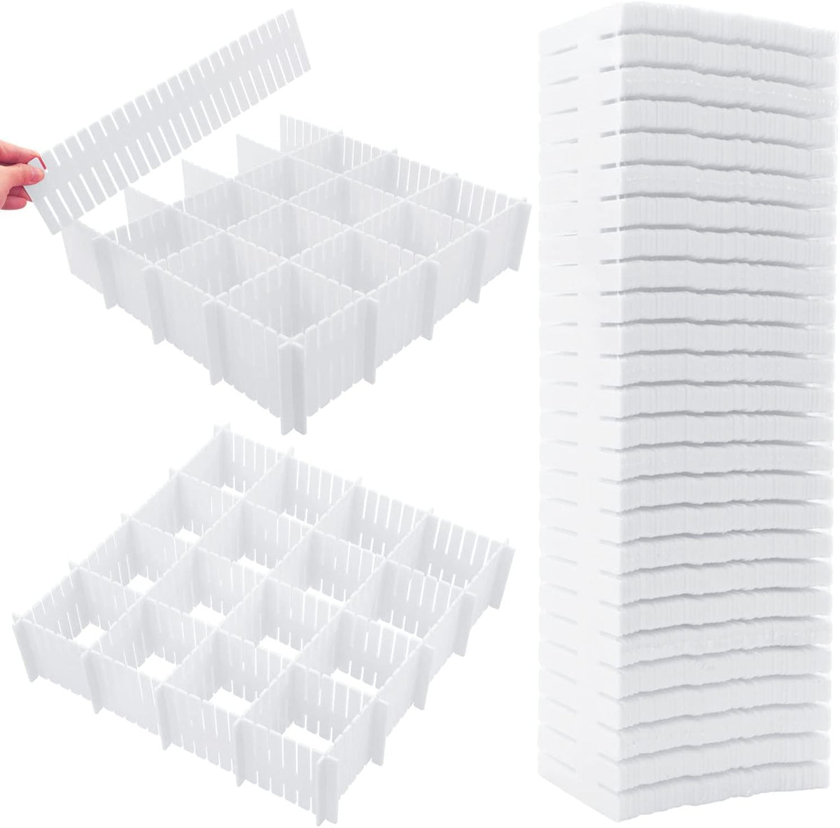 85Pcs Drawer Dividers, Adjustable Drawer Organiser, Cut at Will for Tidying Clutter Clothes, Socks, Makeup, Dresser, Kitchen Black