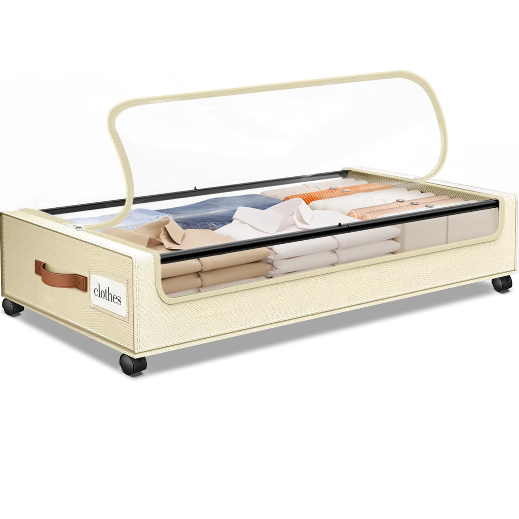 Under Bed Storage with Wheels 2Pack Storage Containers with Clear Window