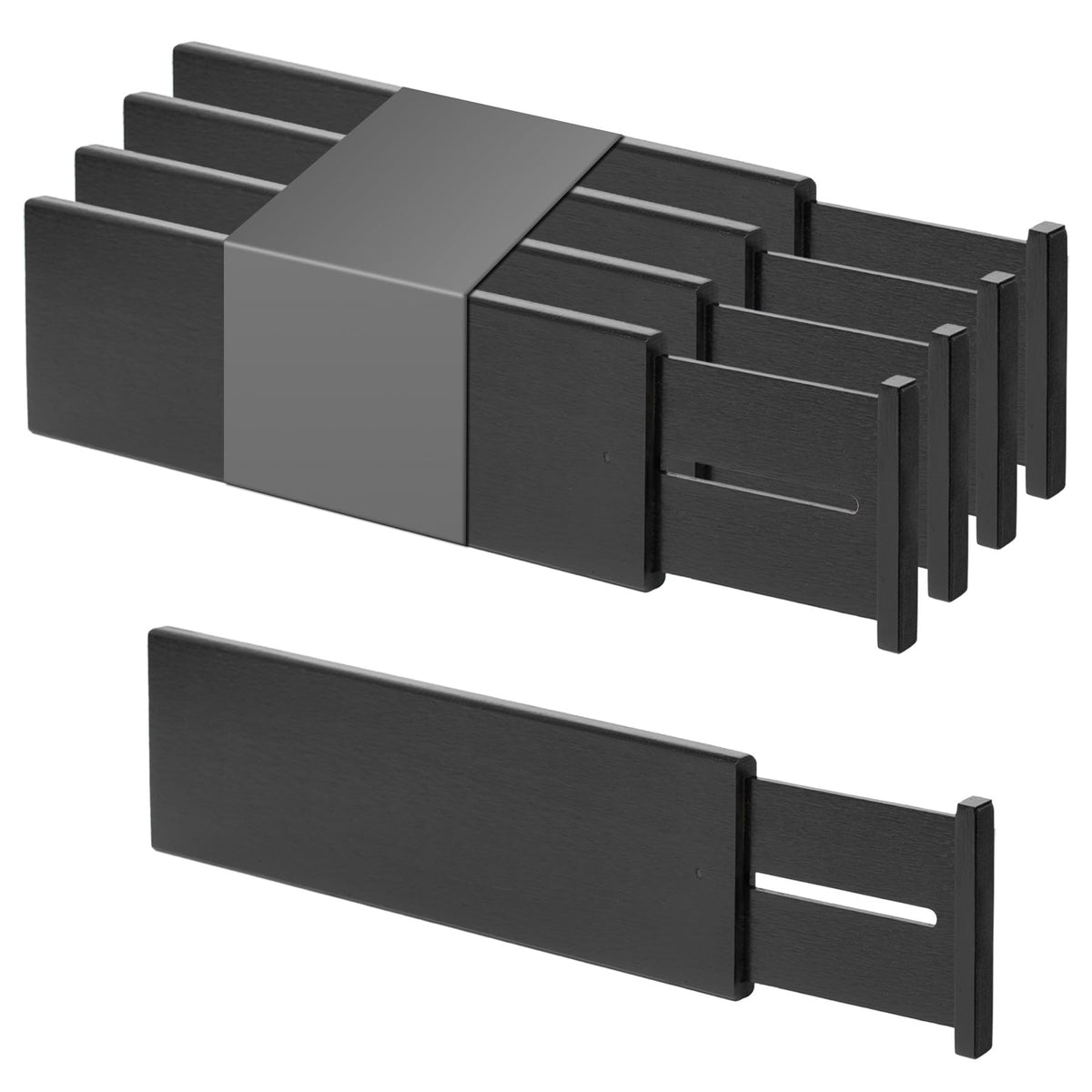 Utoplike Bamboo Kitchen Drawer Divider, Black Utensil Drawers Organizer
