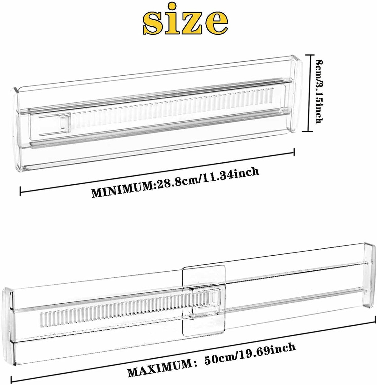 4 Pcs Drawer Dividers for Clothes,3.15" High 11.34"-19.69" clear