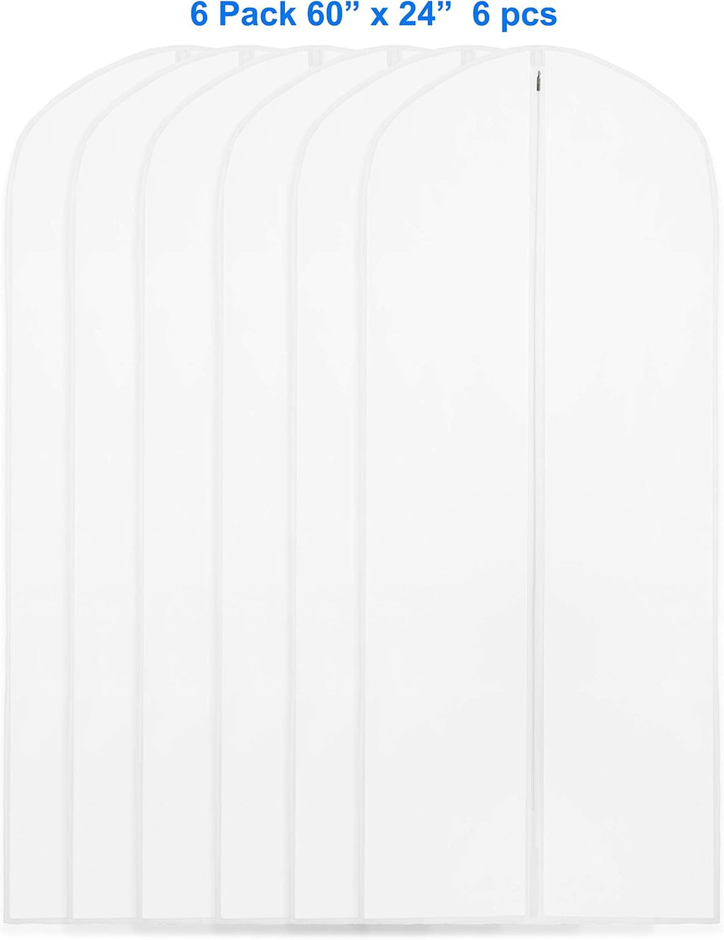 Simple Houseware 60-Inch Translucent Garment Bags with Zipper, 6 Pack