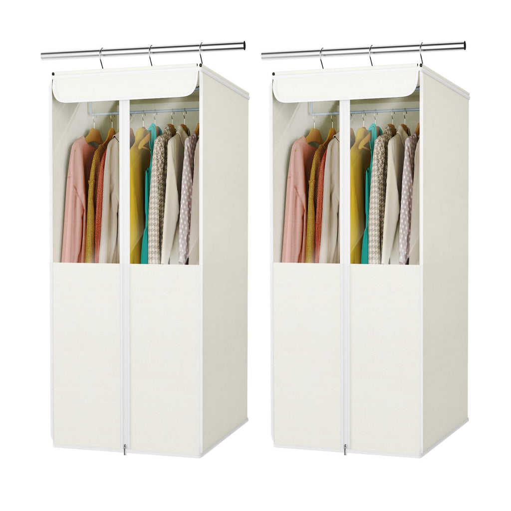 Univivi Garment Bags for Hanging Clothes, Cloth Bag 54 In, 2 PCS, Beige