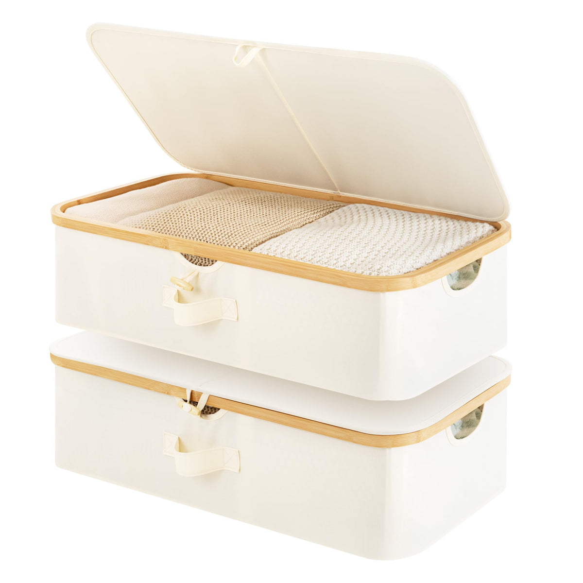 StorageWorks 7" Low Profile Underbed Storage Containers with Bamboo Frame