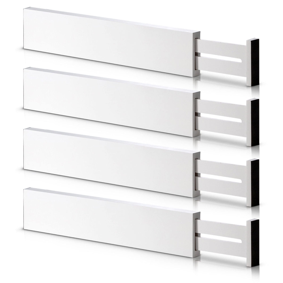 4 Pack Bamboo Drawer Dividers 2.6" High, Adjustable from 12 Inch to 17 Inch