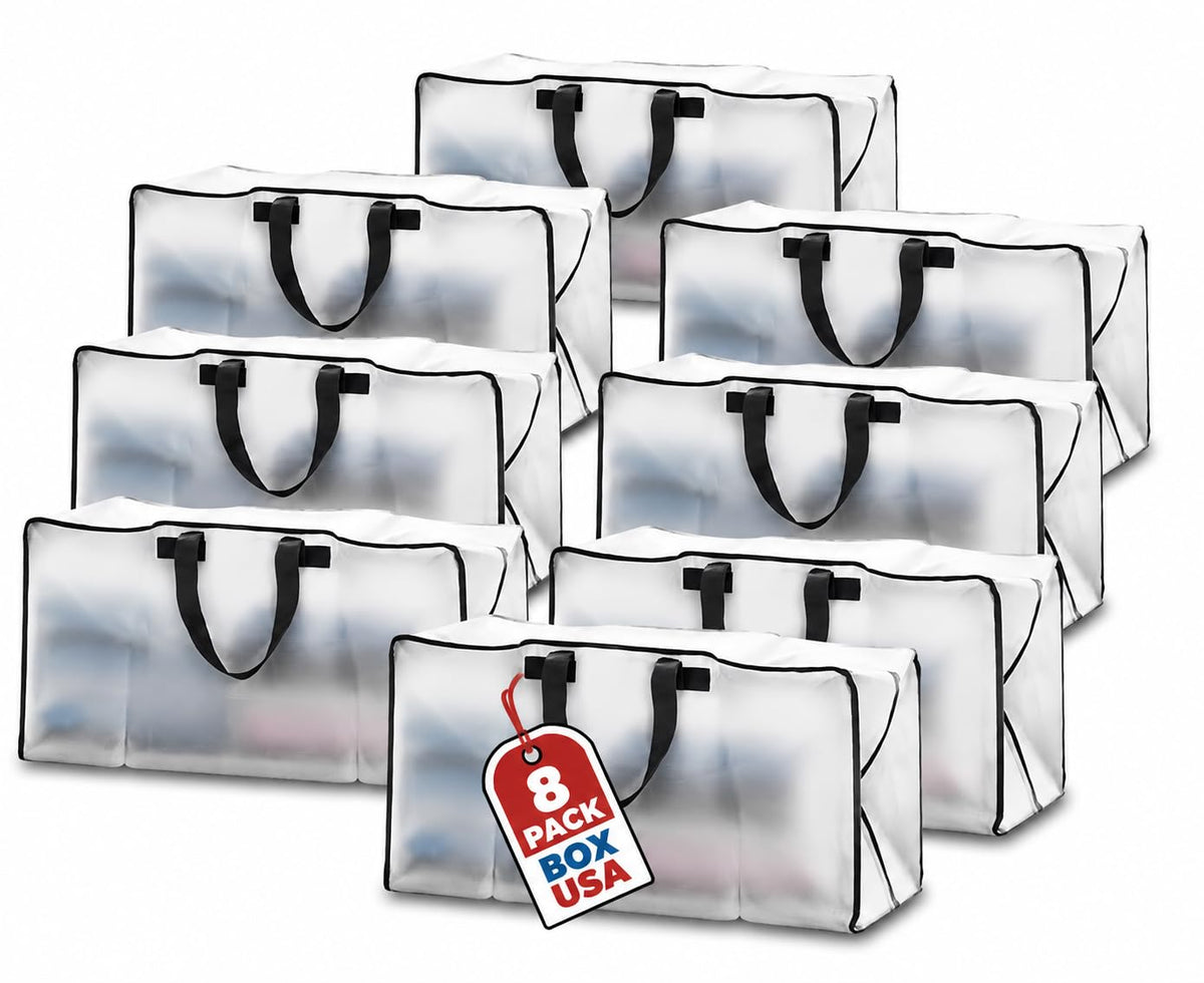 PACKING BAGS 4-Pack XL Moving Bags with Strong Handles & Zippers, Clear