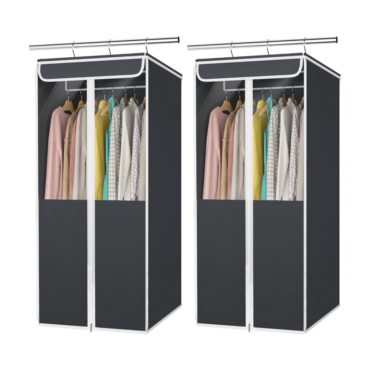 Univivi Garment Bags for Hanging Clothes, Cloth Bag 54 In, 2 PCS, Beige