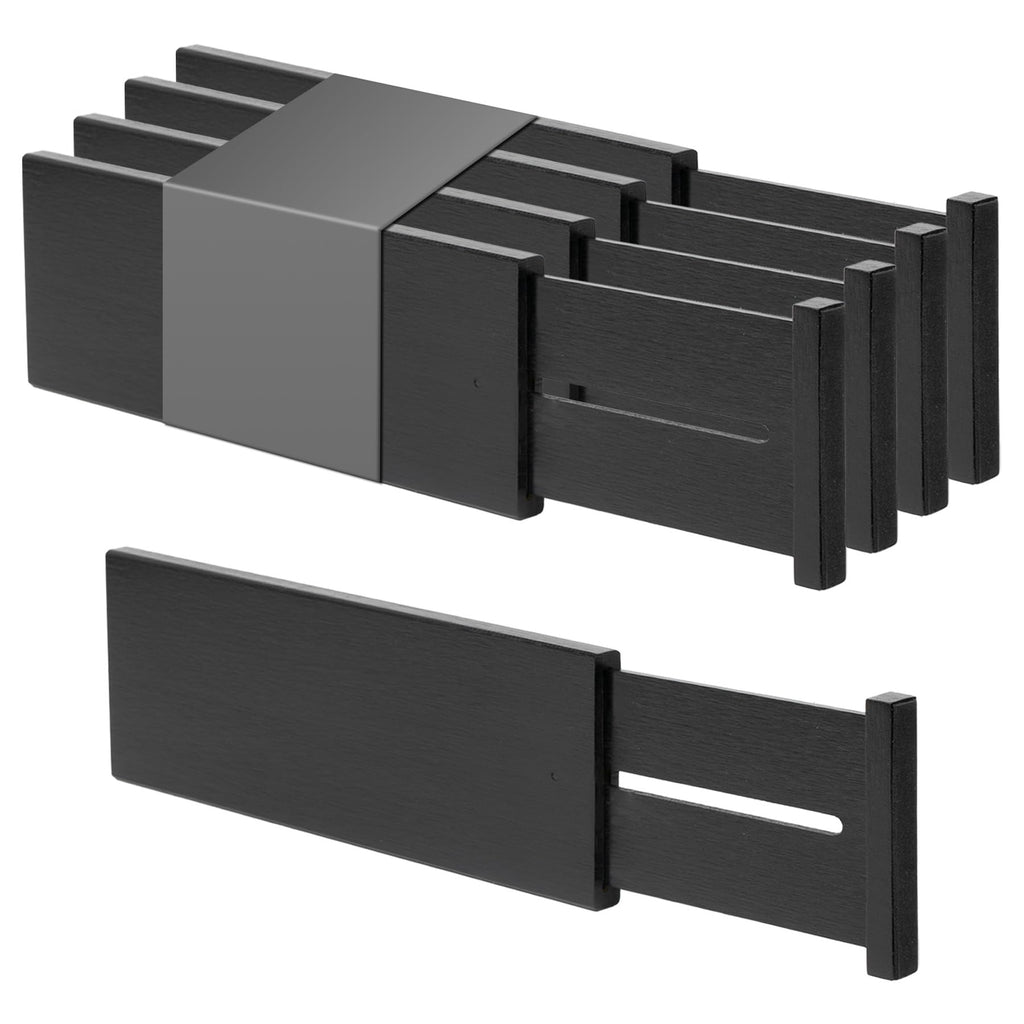 Utoplike Bamboo Kitchen Drawer Divider, Black Utensil Drawers Organizer