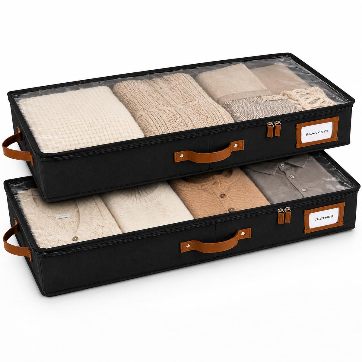 HOMELUX THEORY Under Bed Storage, Low Profile 2pc with Lid, Ivory