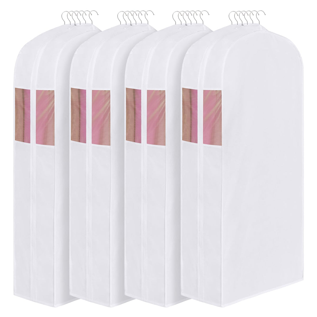 Univivi 40 Inch Cotton Garment Bags for Hanging Clothes 2 Pack, White
