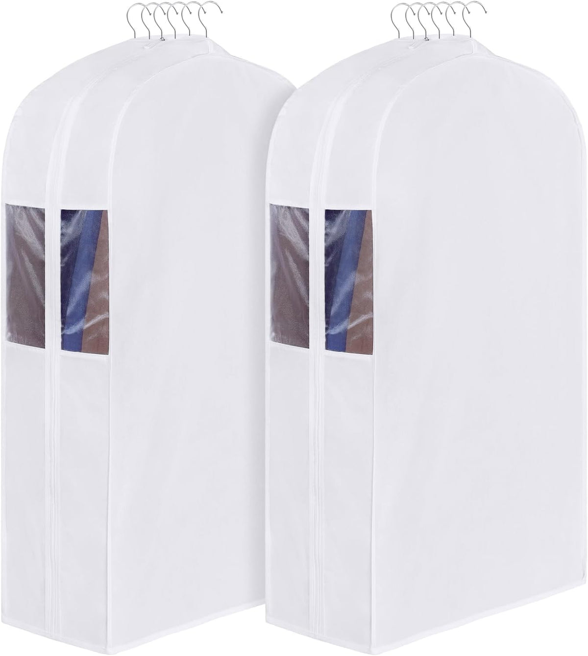 Univivi 40 Inch Cotton Garment Bags for Hanging Clothes 2 Pack, White