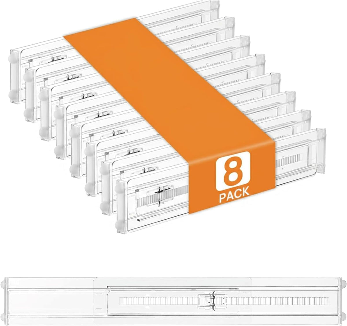 Acrylic Drawer Dividers – Adjustable 11–20.8 Inch Expandable Deep Dresser Drawer Dividers – Clear Plastic Drawer Separators for Baby Clothes, Underwear, Kitchen & Office Storage.