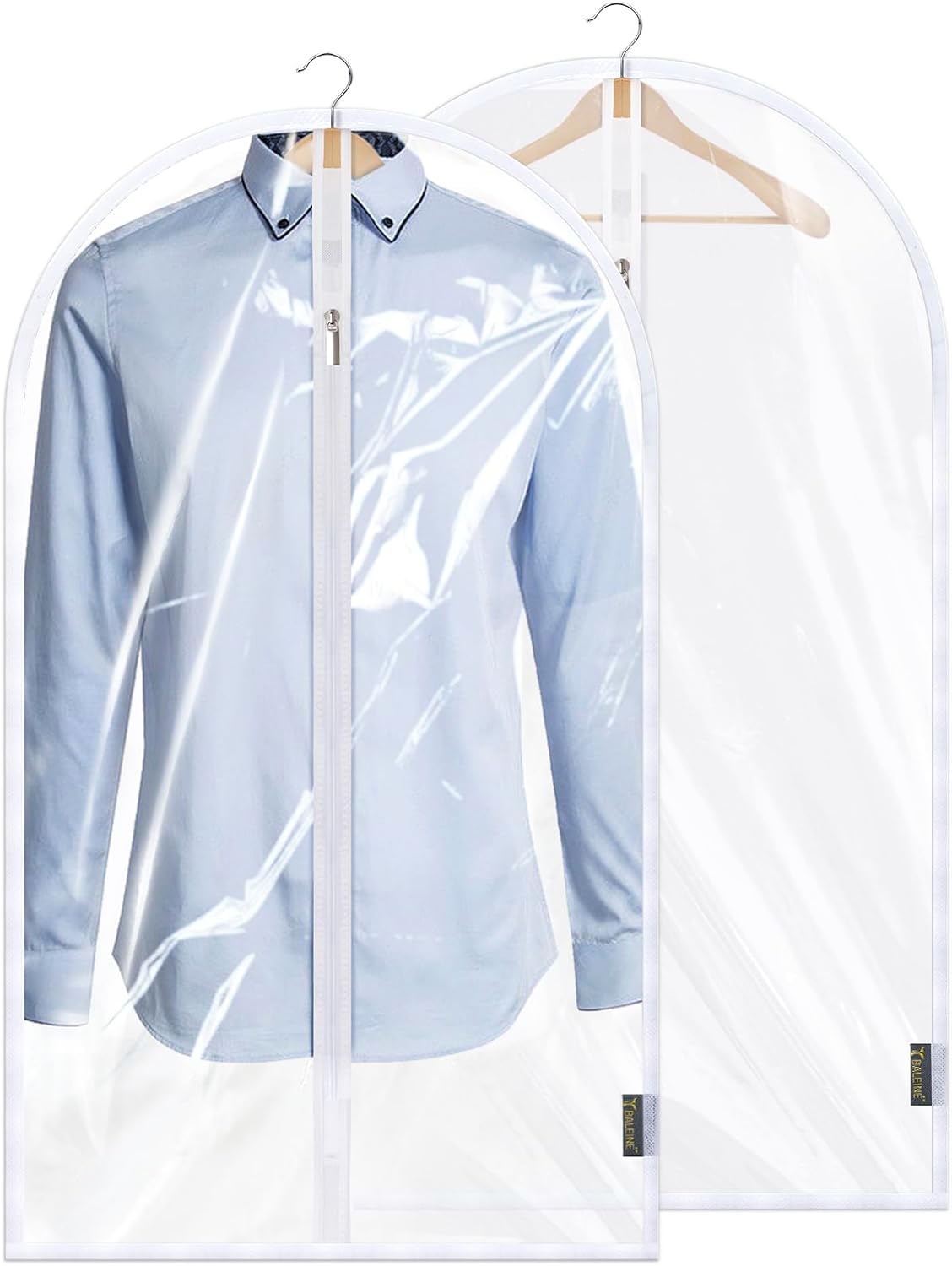 BALEINE 2PK Clear Garment Bags for Hanging Clothes, 40" Dress Suit Bag