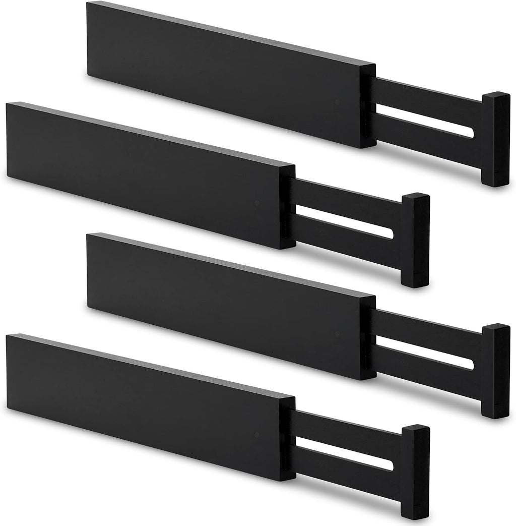 Utoplike Bamboo Kitchen Drawer Divider, Black Utensil Drawers Organizer