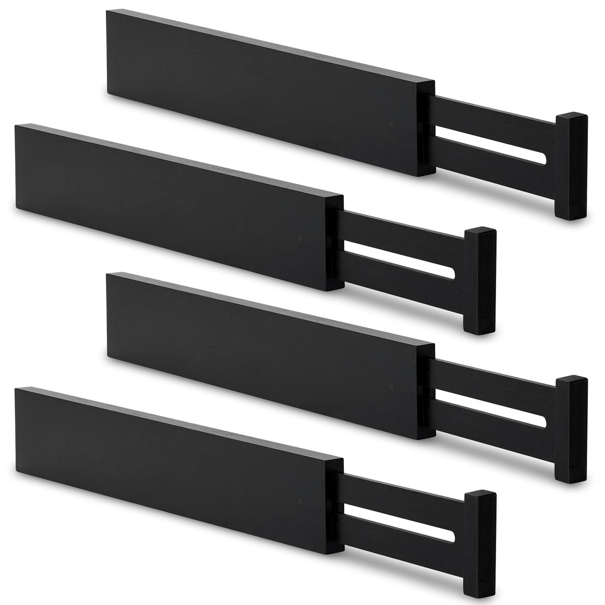 Utoplike Bamboo Kitchen Drawer Divider, Black Utensil Drawers Organizer