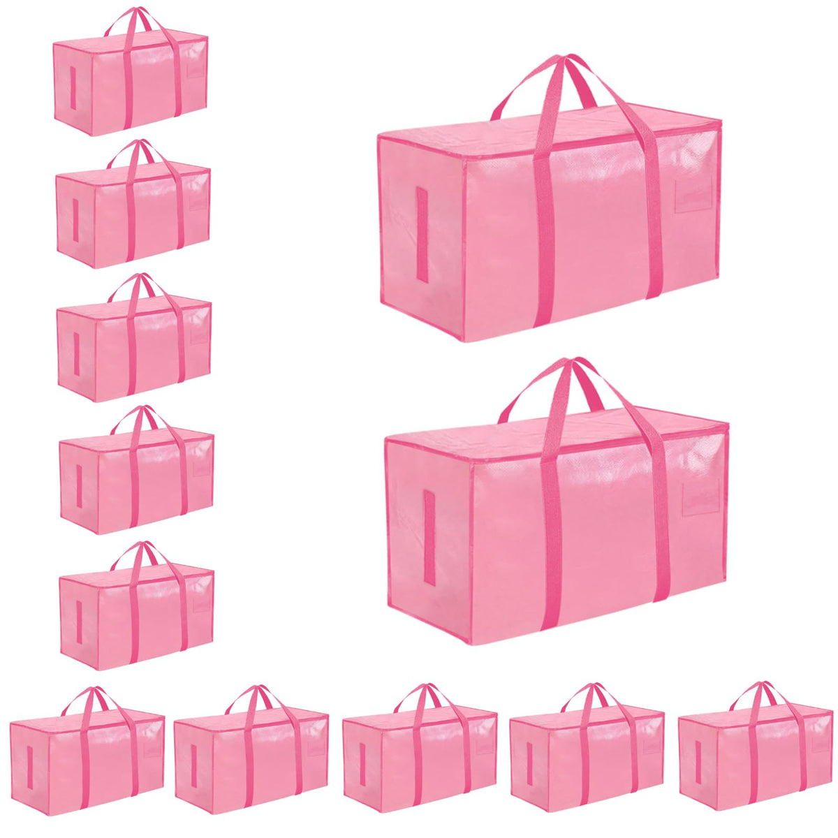Moving Bags Extra Large 8 Pack - Heavy Duty Storage Totes with Wrap-Around Handles & Reinforced Zippers - Foldable Moving Box Alternative, Water-Resistant for Dorm, Closet & Under Bed Storage (Clear)