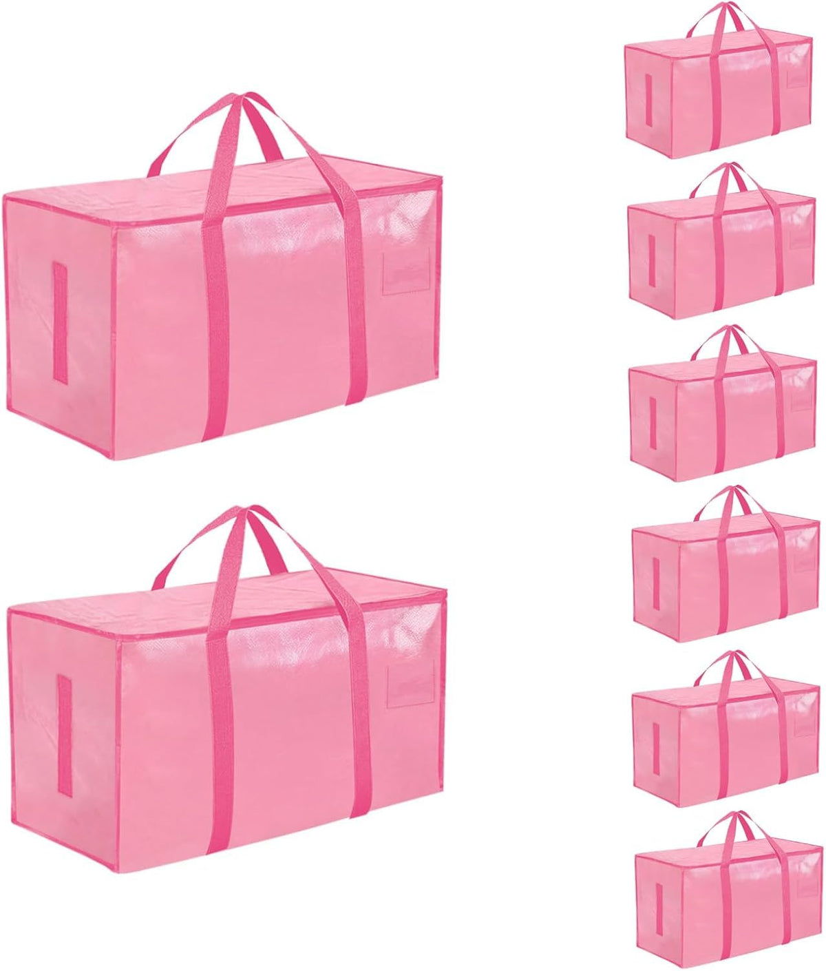 Moving Bags Extra Large 8 Pack - Heavy Duty Storage Totes with Wrap-Around Handles & Reinforced Zippers - Foldable Moving Box Alternative, Water-Resistant for Dorm, Closet & Under Bed Storage (Clear)