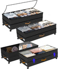 Under Bed Storage with Wheels 2-Pack, 75L XXL Under the Bed Storage Containers Large, 12" Tall Adjustable Storage for Underbed with Lids, Rolling for Clothes, Shoes, Blankets (Black)